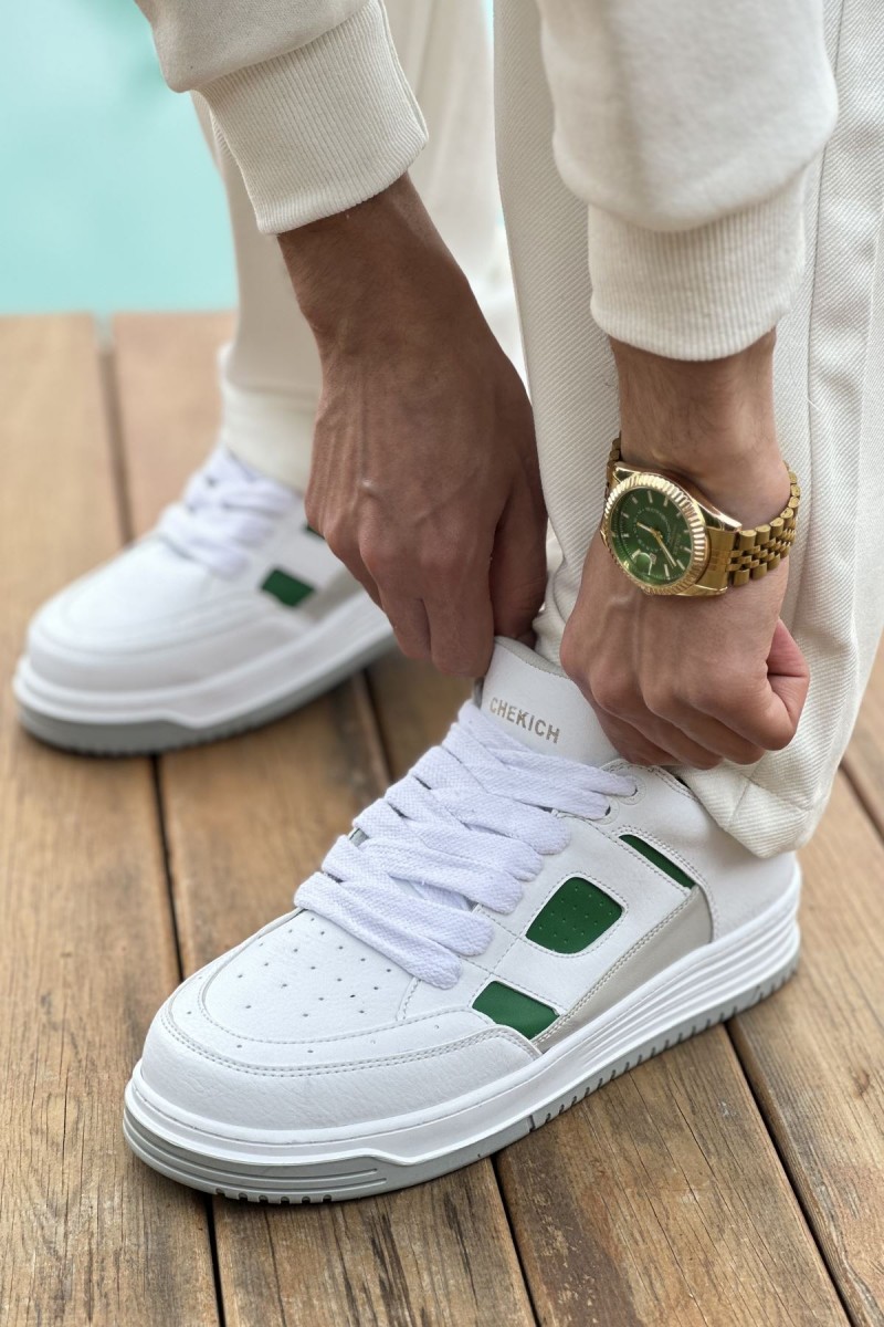 Mens Sneakers - White Green - 2410