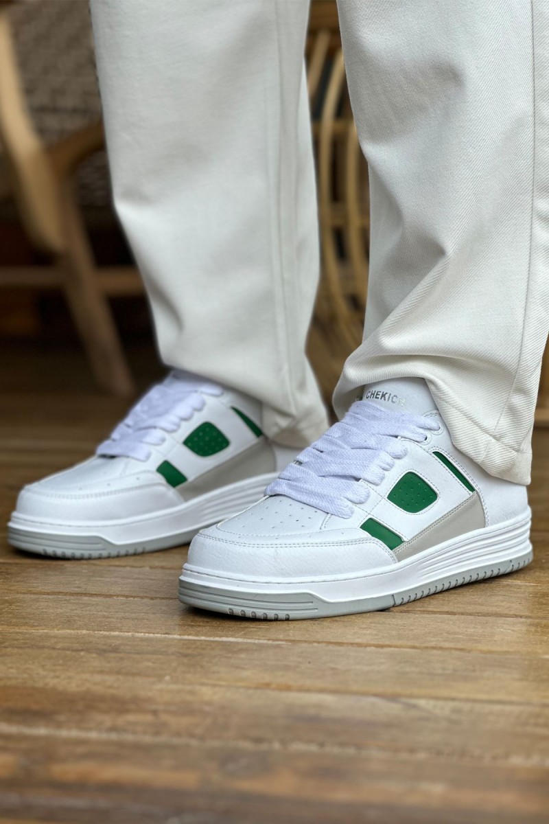 Mens Sneakers - White Green - 2410