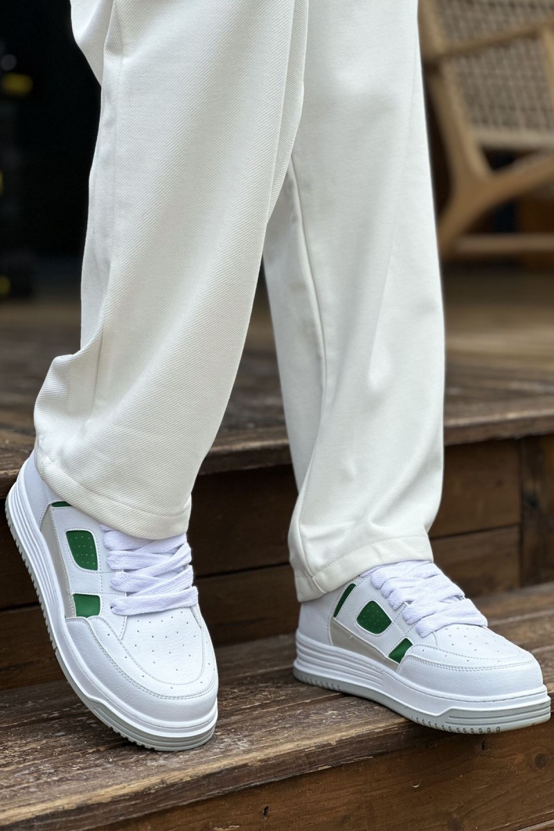 Mens Sneakers - White Green - 2410