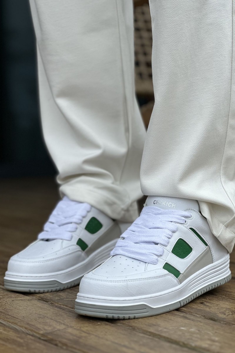 Mens Sneakers - White Green - 2410