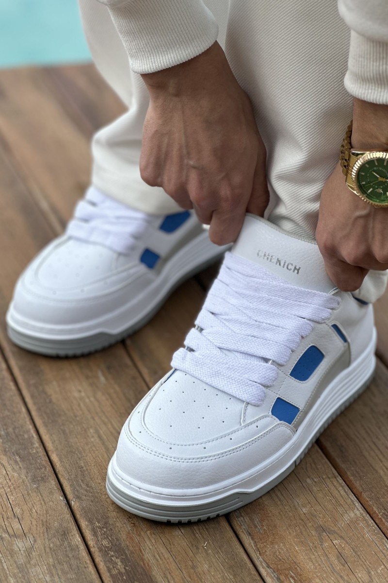 Mens Sneakers - White Blue - 2410