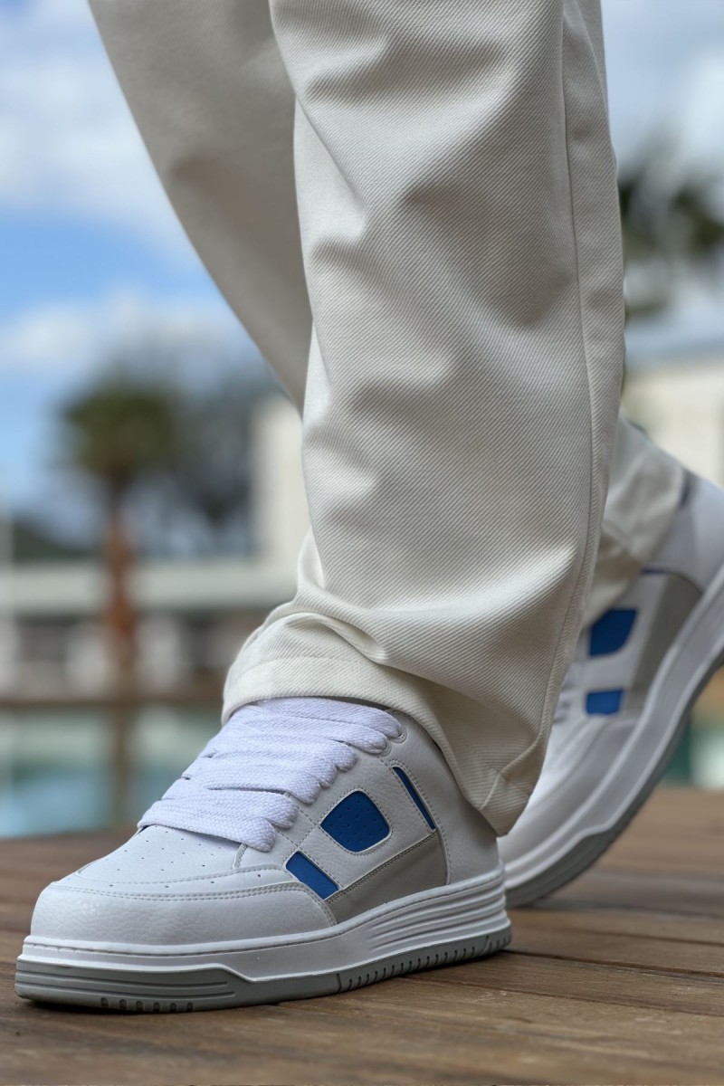 Mens Sneakers - White Blue - 2410