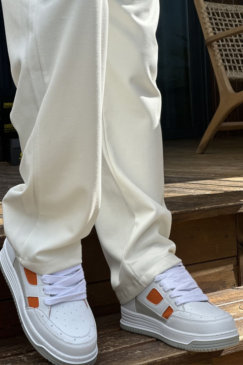 Mens Sneakers - White Orange - 2410