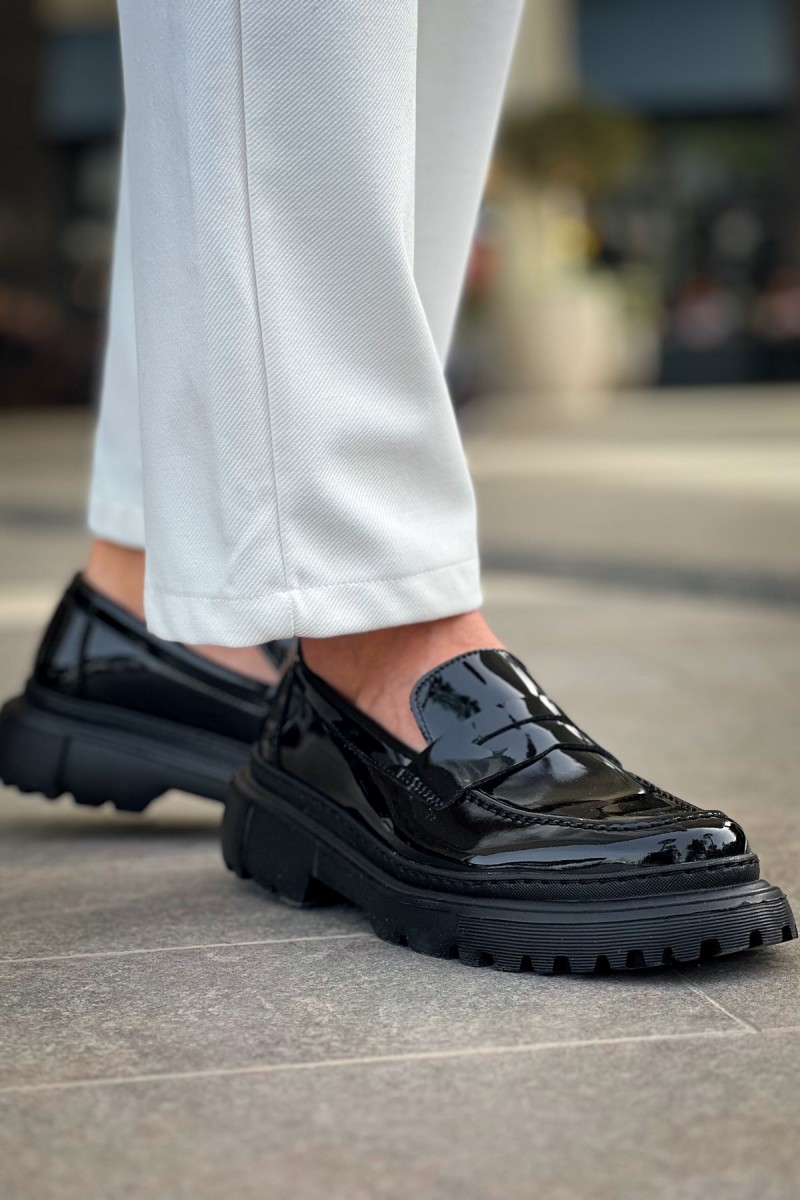 Mens Loafer - Black Patent Leather - 2417