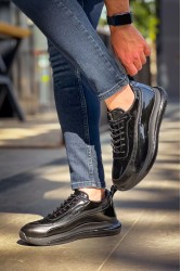 Mens Sneakers - Black Patent Leather - 2419