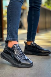 Mens Sneakers - Black Patent Leather - 2419