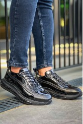 Mens Sneakers - Black Patent Leather - 2419
