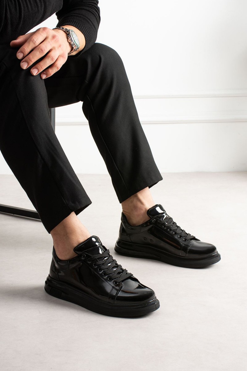 Mens Sneakers - Black Patent Leather - 2457
