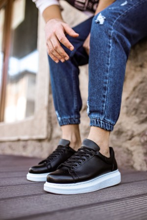 Mens Sneakers - Black White - Apollo