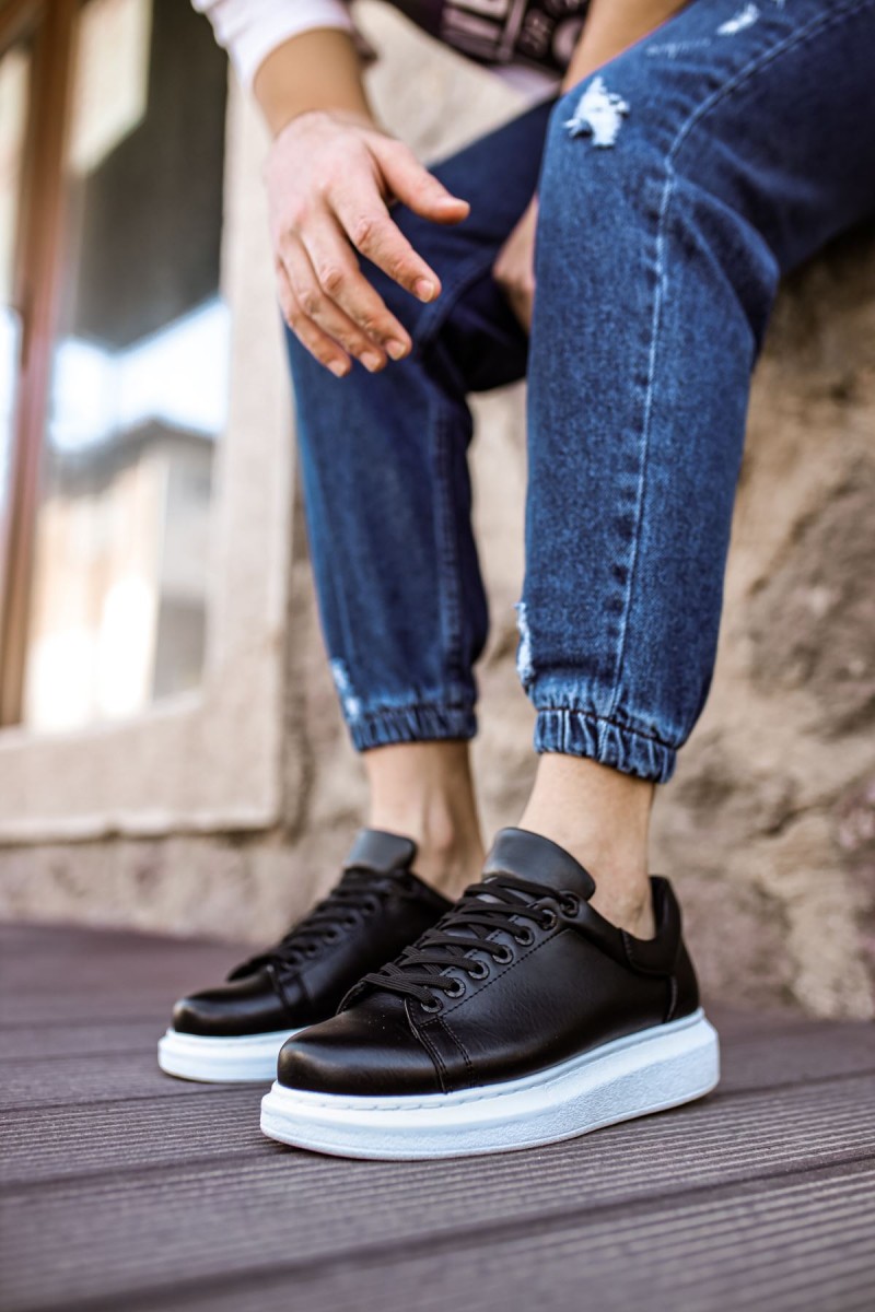 Mens Sneakers - Black White - Apollo