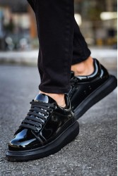 Mens Sneakers - Black Patent Leather - Apollo