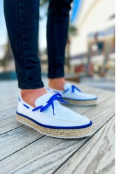 Mens Espadrilles - White Blue - 311