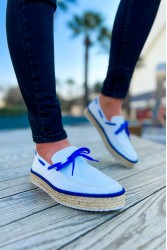Mens Espadrilles - White Blue - 311