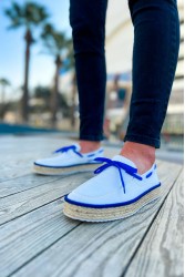 Mens Espadrilles - White Blue - 311