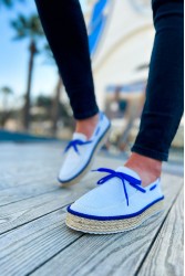 Mens Espadrilles - White Blue - 311