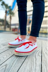 Mens Espadrilles - White Red - 311