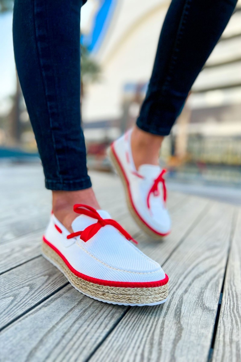 Mens Espadrilles - White Red - 311