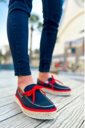 Mens Espadrilles - Black Red - 311