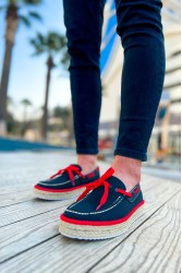 Mens Espadrilles - Black Red - 311