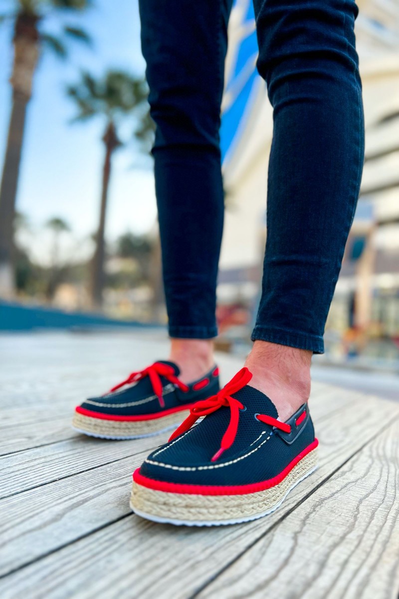 Mens Espadrilles - Black Red - 311