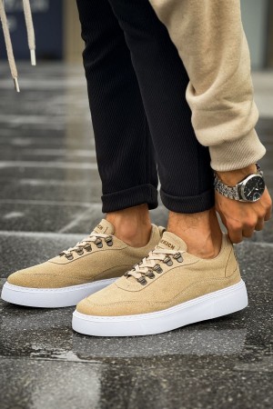 Mens Sneakers - Beige Suede - 319