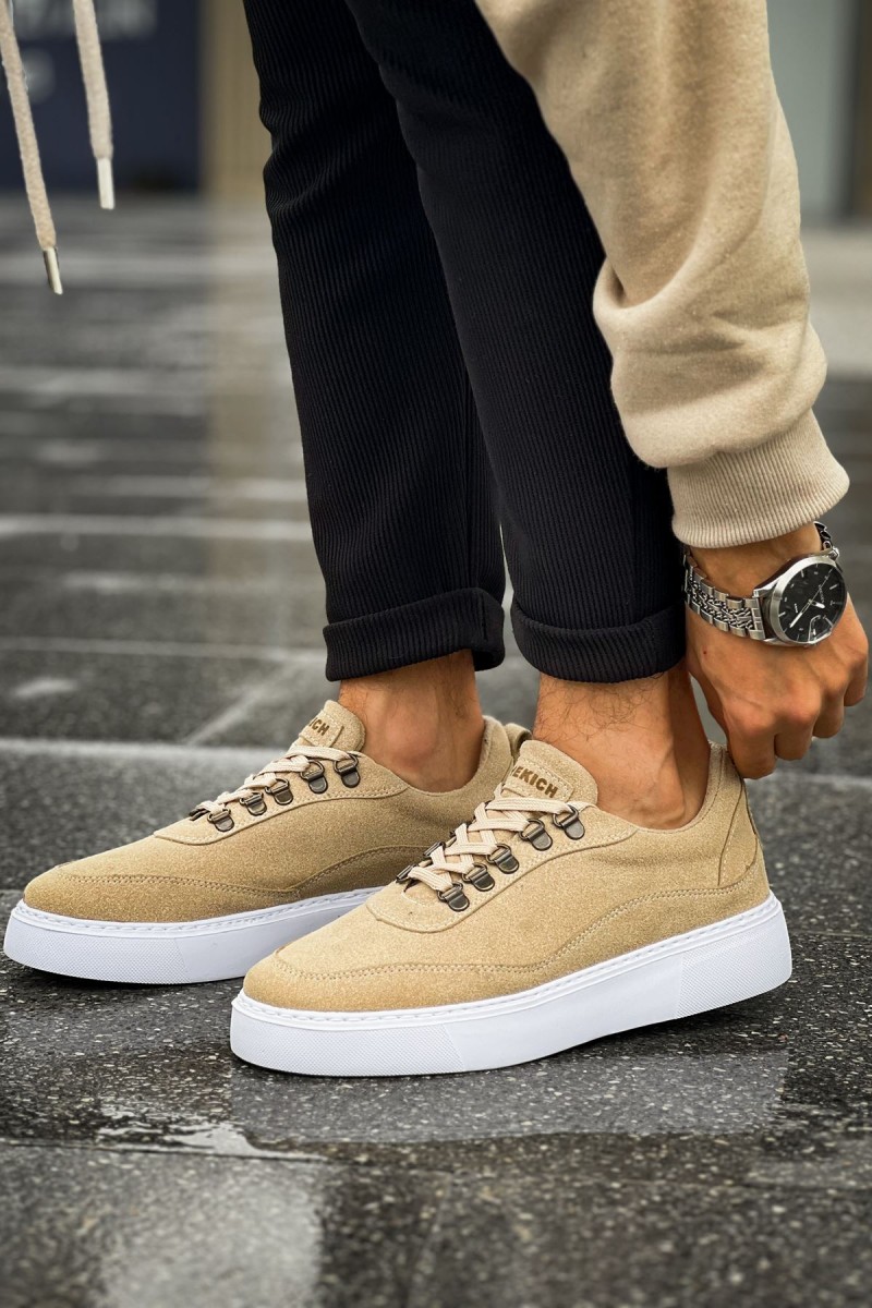Mens Sneakers - Beige Suede - 319