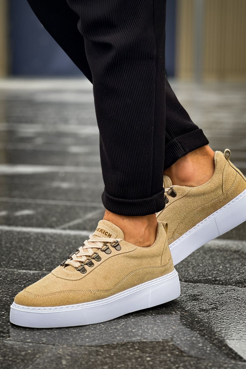 Mens Sneakers - Beige Suede - 319