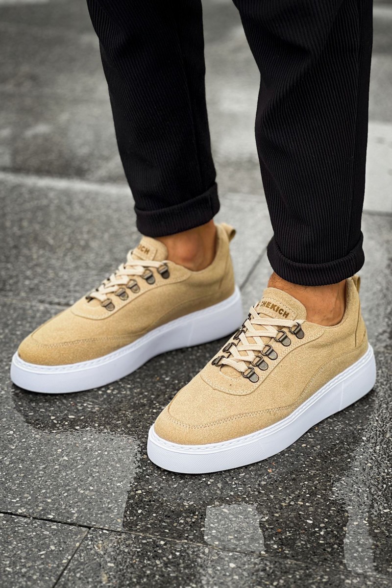 Mens Sneakers - Beige Suede - 319