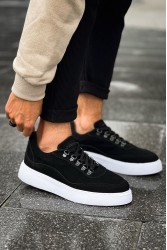Mens Sneakers - Black White Suede - 319