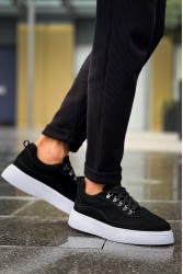Mens Sneakers - Black White Suede - 319