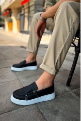 Mens Moccasin - Black White - 417