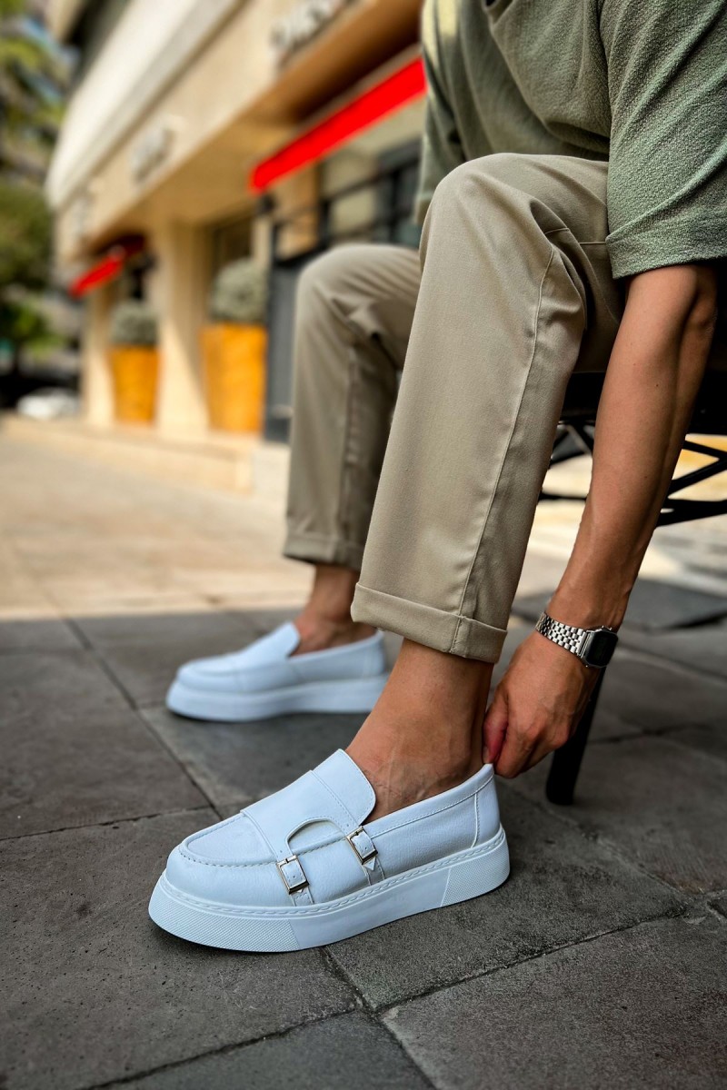 Mens Moccasin - White - 417
