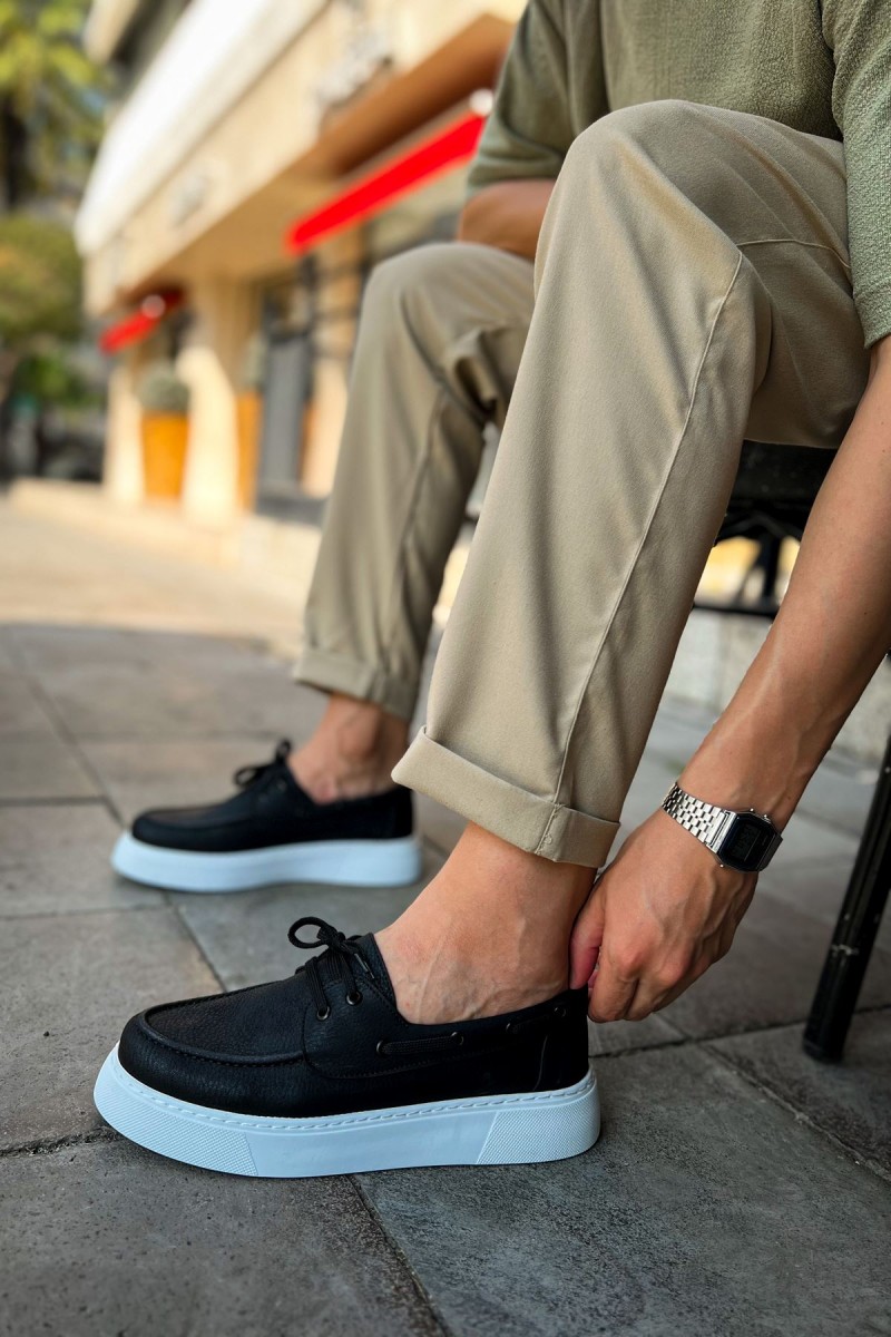 Mens Classic Shoes - Black White  - 419