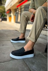 Mens Moccasin - Black White - 421