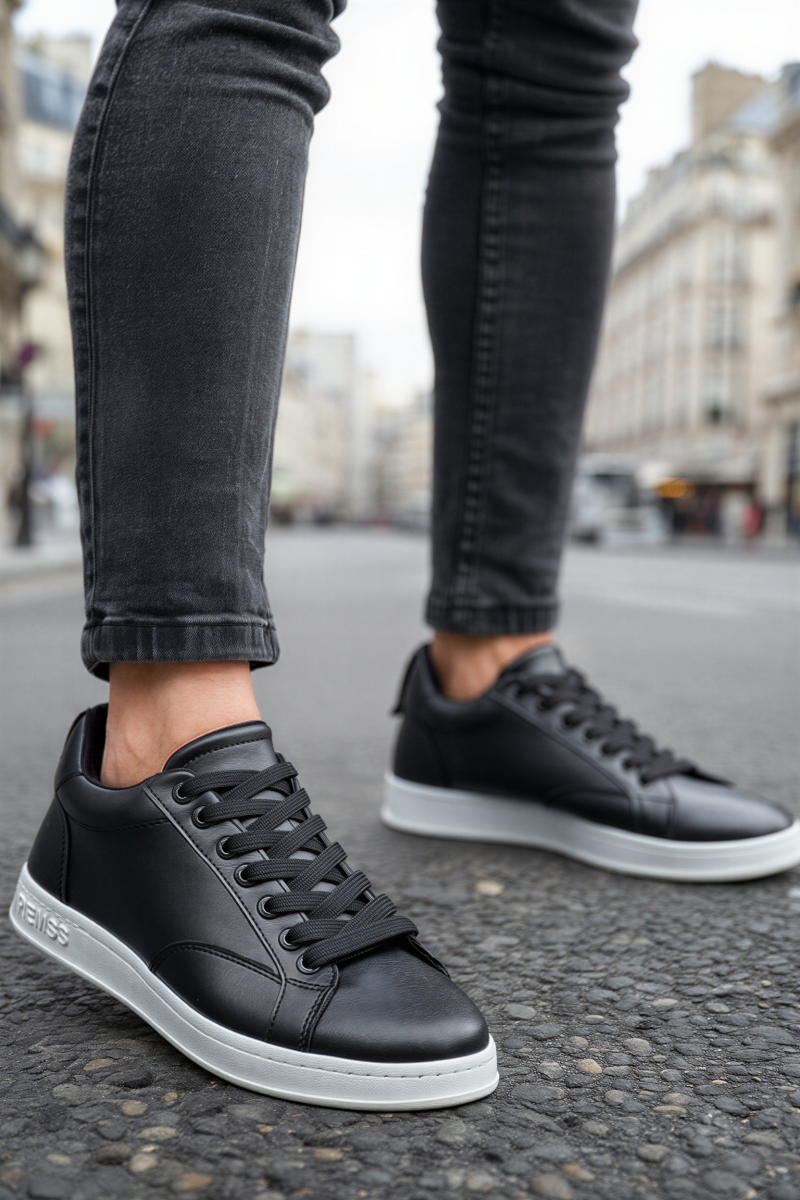 Mens Sneakers - Black White - 611