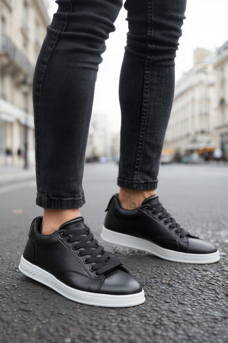 Mens Sneakers - Black White - 611