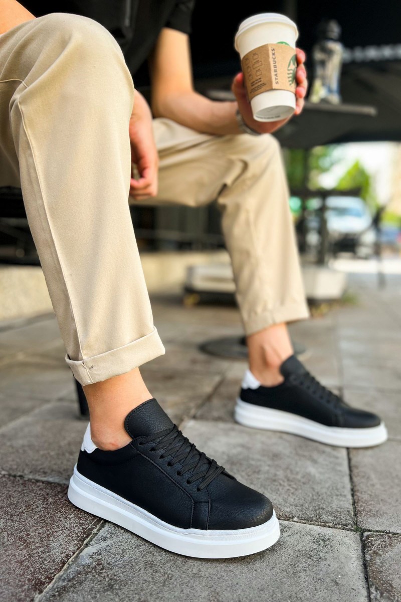 Mens Sneakers - Black White - 979
