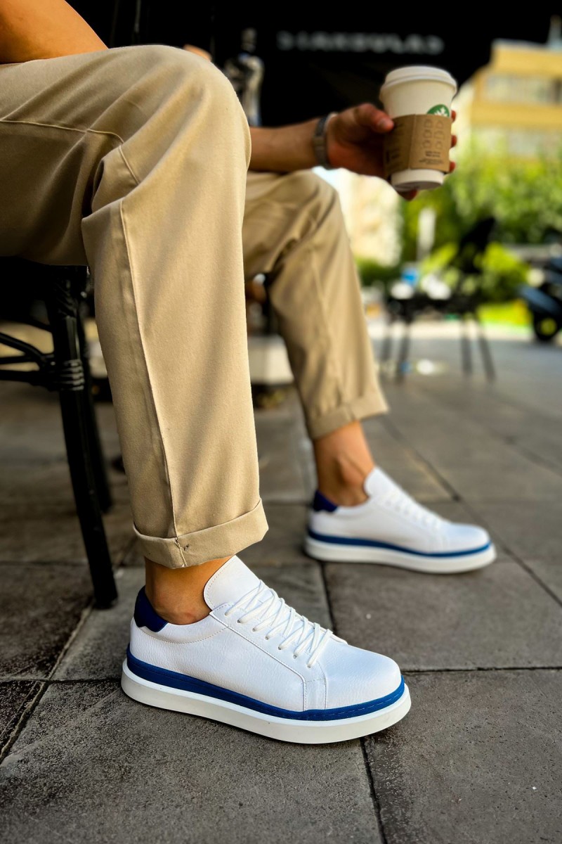 Mens Sneakers - White Blue - 979