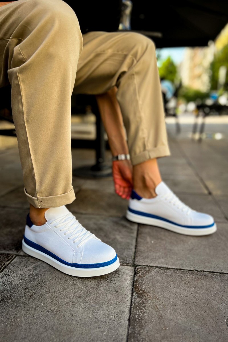 Mens Sneakers - White Blue - 979