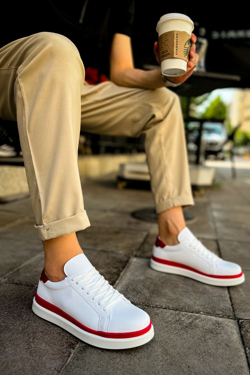 Mens Sneakers - White Red - 979