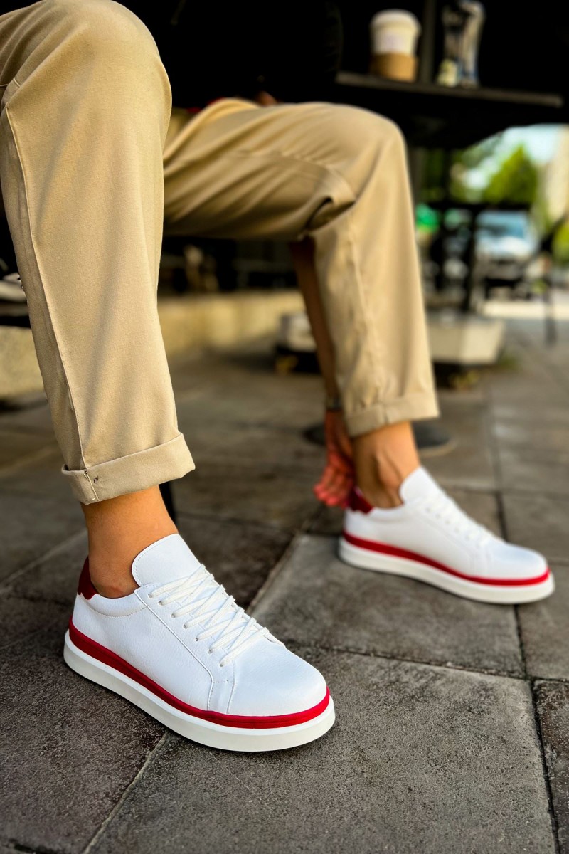 Mens Sneakers - White Red - 979