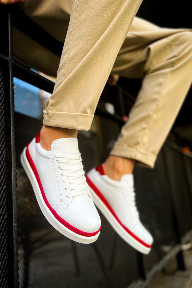 Mens Sneakers - White Red - 979