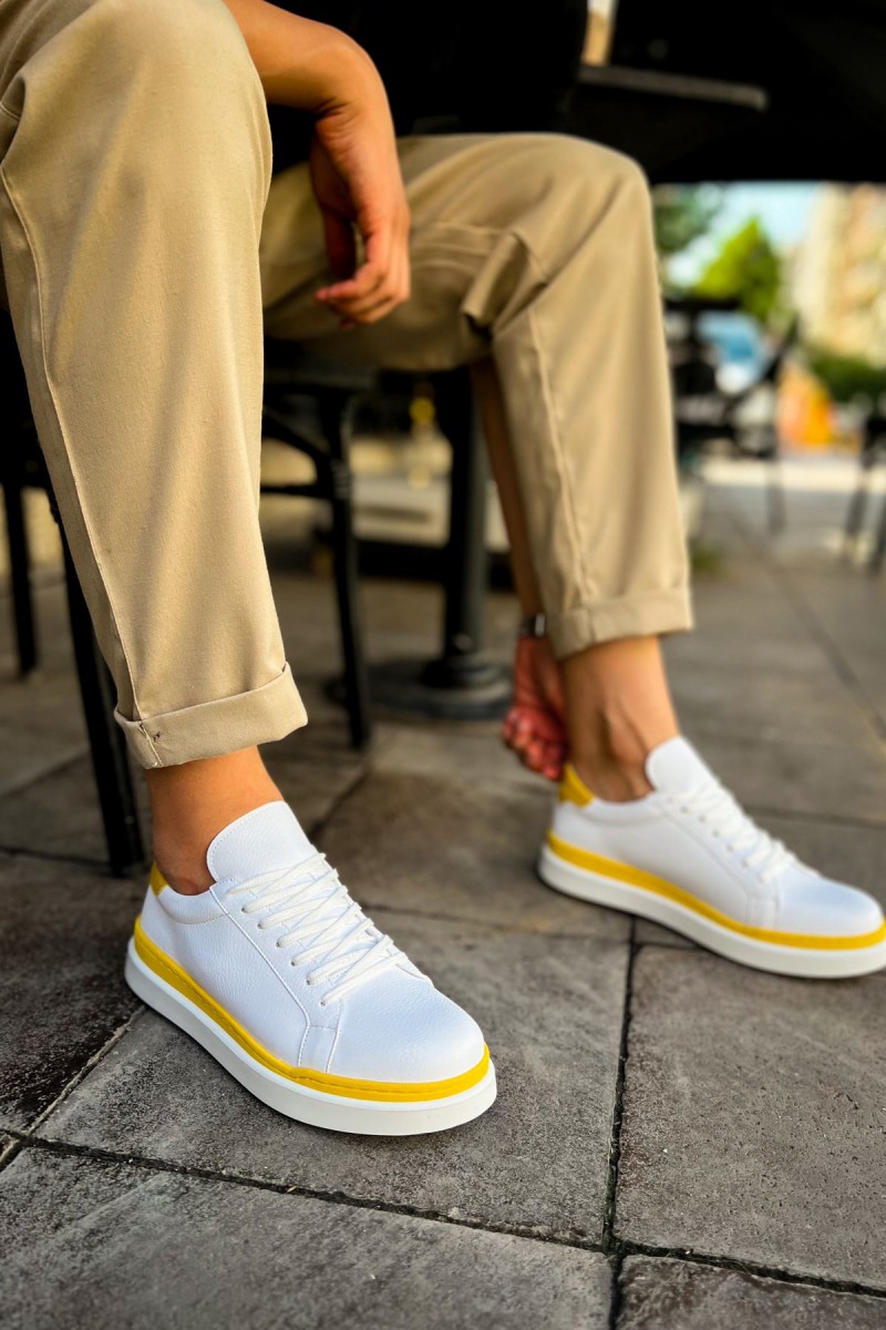 Mens Sneakers - White Yellow - 979