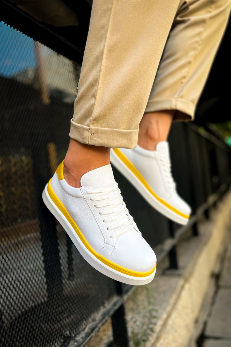 Mens Sneakers - White Yellow - 979