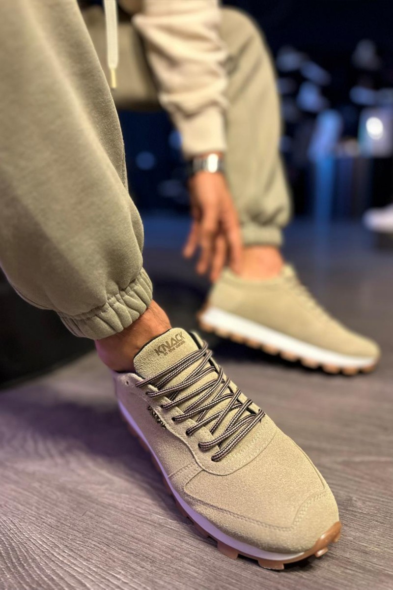 Mens Sneakers - Beige Suede - 002