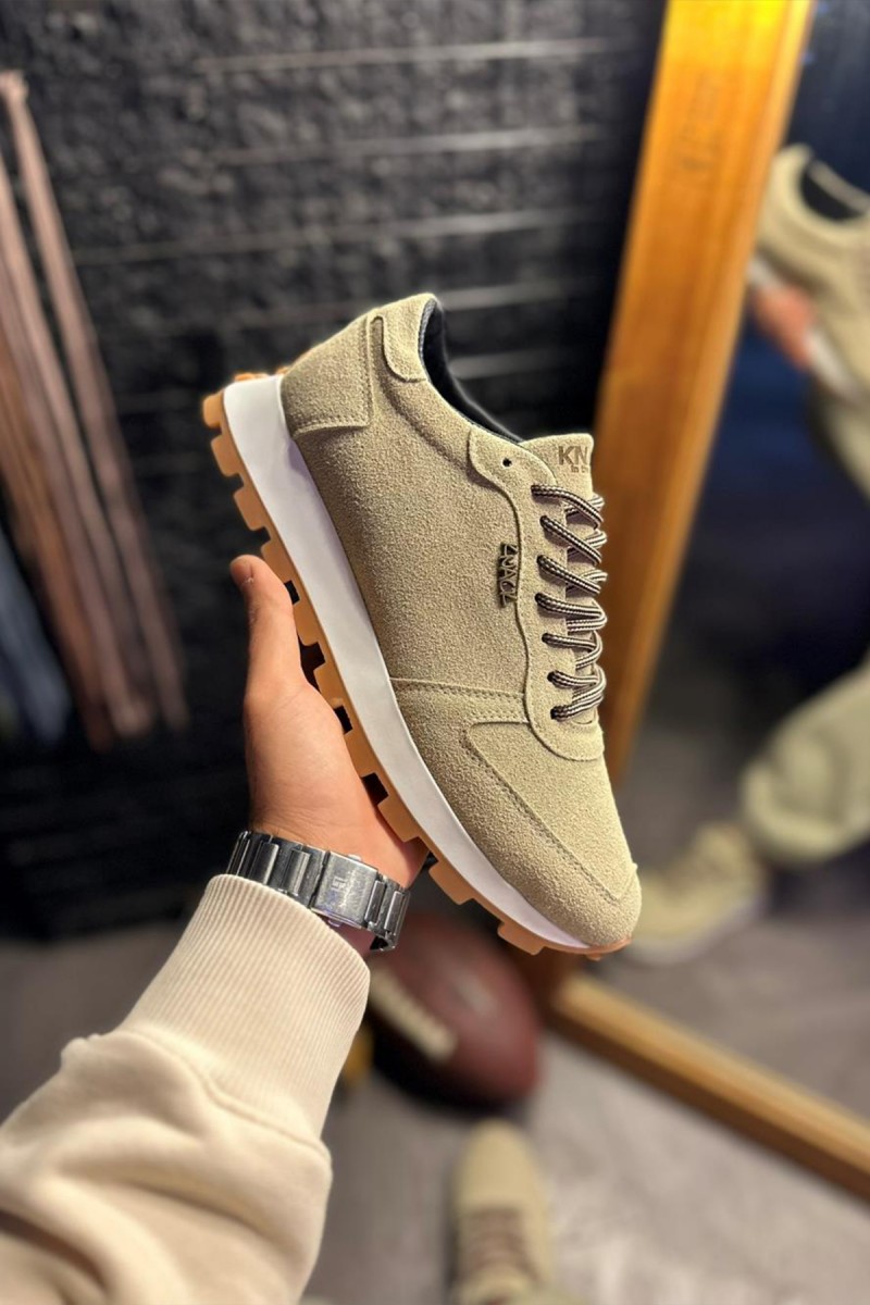 Mens Sneakers - Beige Suede - 002