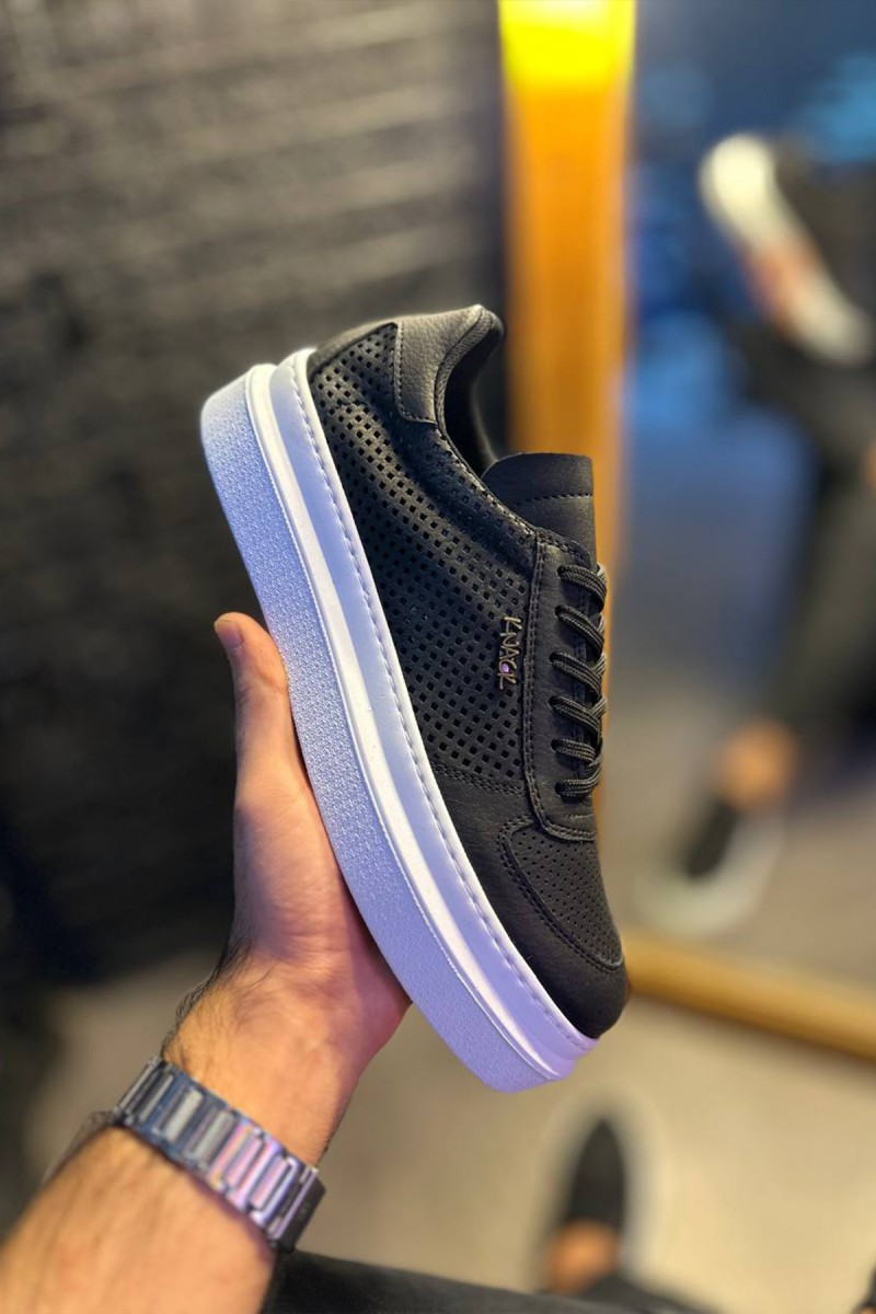 Mens Casual Shoes - Black White - 013