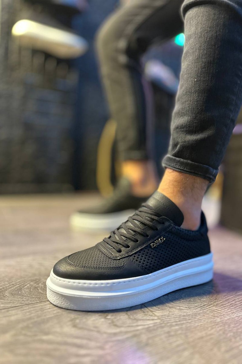 Mens Casual Shoes - Black White - 013