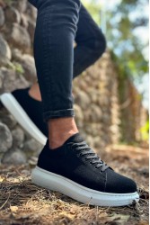 Mens Sneakers - Black White Suede - 044