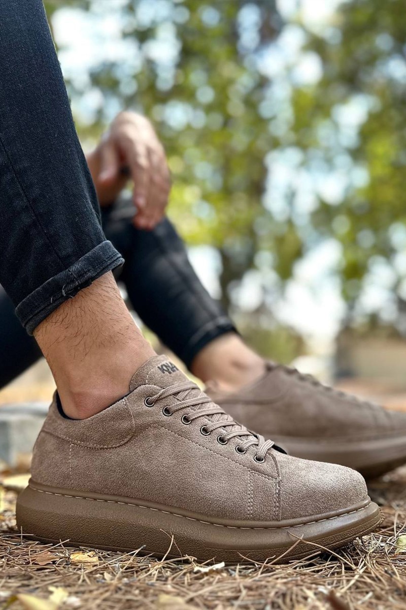 Mens Sneakers - Camel Suede - 044